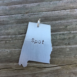 State of Alabama (Or Select Your State) Pet Name Tag Medium 1&quot; +/- Custom Pet Id Tag Personalized Hand-Stamped Dog Cat Name Tag Pet Supply