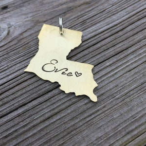 State of Louisiana (Or Select Your State) Pet Name Tag Medium 1" Custom Pet Id Tag Personalized Hand-Stamped Dog Cat Name Tag Pet Supply