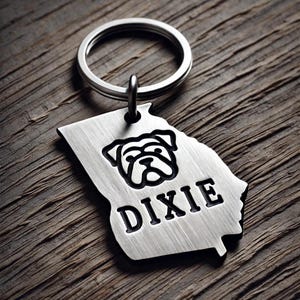 Dogs Georgia Bulldog Face Pet ID Dog Tag, Personalized Custom Engraved, Strong Durable Pet, Identification Unique Pet Name Tag, Cats