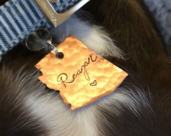 State of Arizona (Or Select Your State) Pet Name Tag Medium 1" Max. Custom Pet Id Tag Personalized Hand-Stamped Dog Cat Name Pets Funny