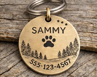 Pet ID Tag, Dog Tag, Dog ID Tag, Hand Stamped Dog Tag, Dog Tag for Collar, Personalized Tag, Size Choice, Copper Metal Choice