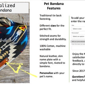 Dog Bandana, Red Green Plaid, Dog Bandana, Traditional Tie, Personalized Leather Name Tag Bandanna, Scarf, Pet Accessories, Dog Bandana image 5