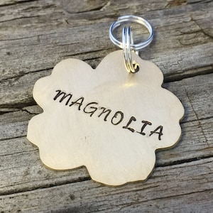 Dog Tag - Magnolia Flower Shape, Pet id Tags, Dog, Pet Tag, Cat Tag, Cat Id Tag, Puppy Tag, Pet ID, Pet ID Tag, Dog ID, Dog Id Tag Paw Dog