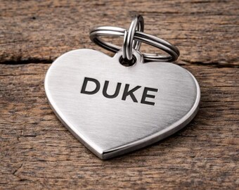 Personalized Valentine’s Day Heart Pet ID Tag – Engraved Dog & Cat Name Tag – Custom Heart Shape Collar Tag – Cute Valentine Pet Gift Idea