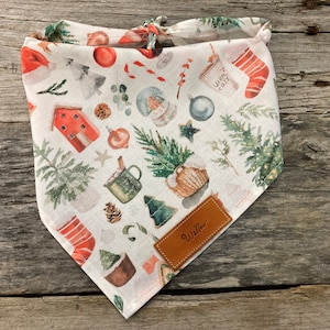 Dog Bandana, Noel Christmas, Bandana Personalized Leather Tag Tie On Dog Dog Bandana Boho Dog Bandana Unisex Dog Bandana