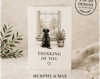 Personalized Greeting Card, Thinking of You Collection for Pets, Custom Gift Message, 5x7 Greeting Card with Envelope, Gift Add On