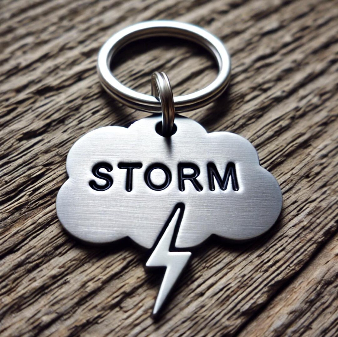 Dog Tag - Storm Cloud Lightning Bolt Shaped Weather Theme Pet ID Tag ...
