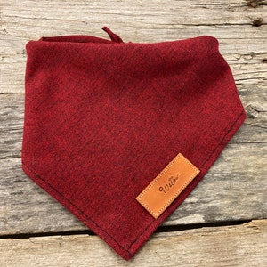 Dog Bandana, Shetlands Red Herringbone Flannel, Bandana Personalized Leather Tag Tie On Dog Bandana Boho Dog Bandana Unisex Dog Bandana