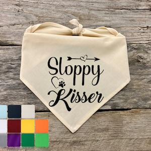 Sloppy Kisser Dog Bandana, Custom Personalized Dog Bandana, Funny Pet Quotes Birthday Bandana for Dogs Pet Accessories, Pet Supplies