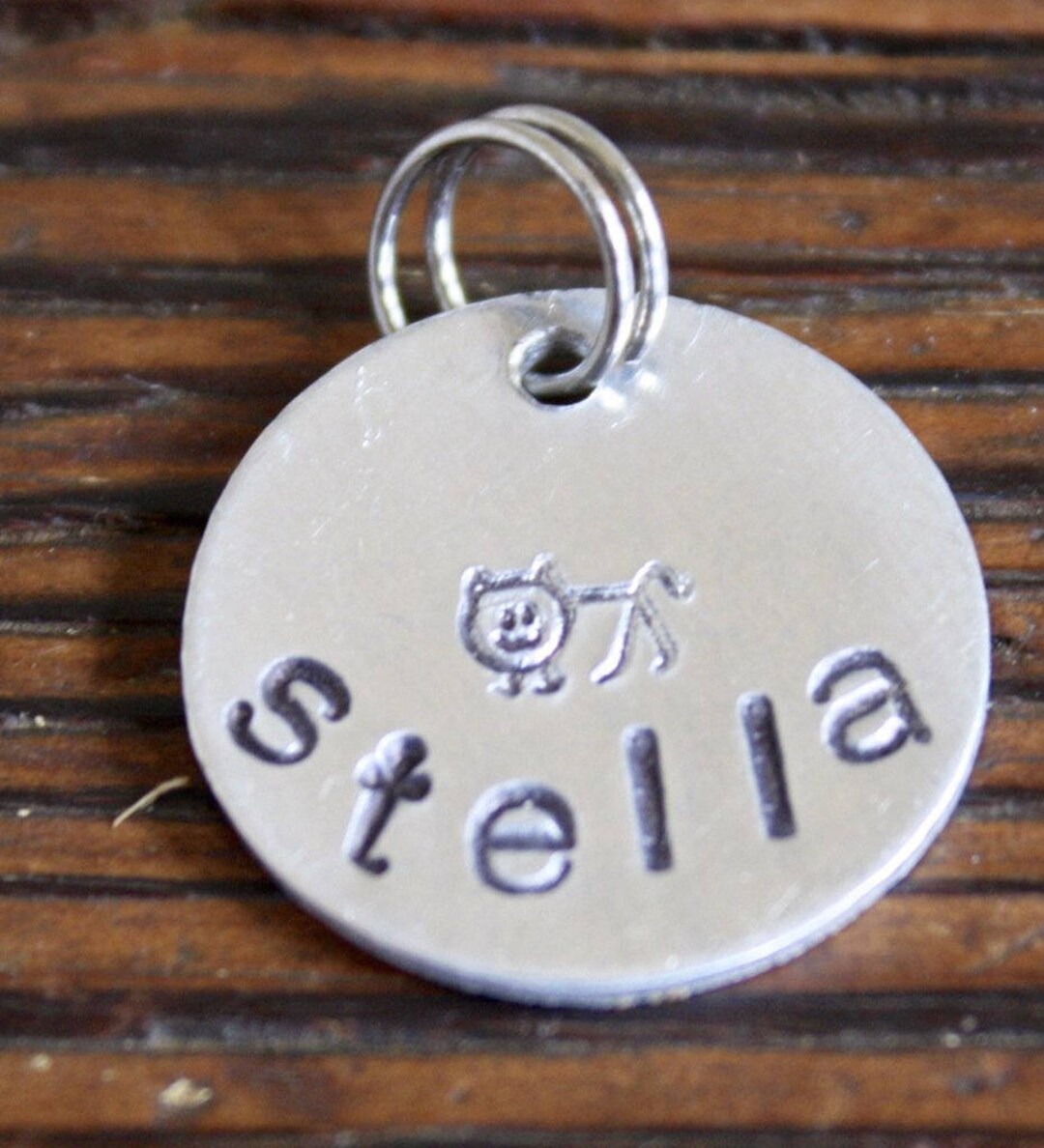 Cat Small 3/4 Custom Pet Id Tag Personalized Hand-stamped Cat Name Tag ...