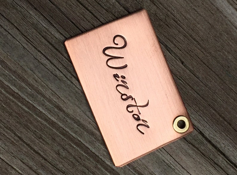 Cursive Font Custom Pet Id Tag Copper Dog Tag Sale Name and Phone Number XL Large Breed 1 12 Wide dog tag for dogs Dog ID Tag Dog Tag
