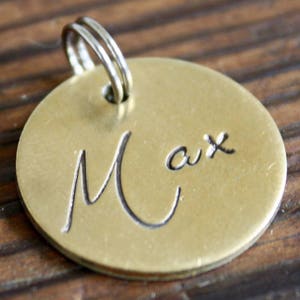 Elegant Pet Name - Small 3/4” Custom Pet Id Tag - Personalized Hand-Stamped Dog Name Tag Funny