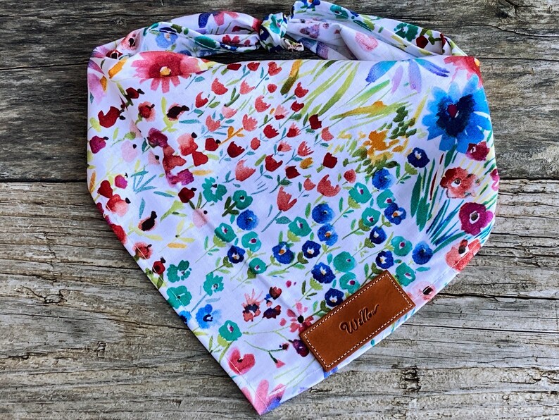 Dog Bandana, Garden Flowers, Personalized Dog Bandana, Bandana for Dogs, Puppy Bandana, Bandanas for Pets, Pet Supplies, New Puppy Gift image 4