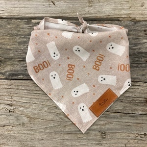 Dog Bandana, Ghost Boo Pewter Halloween, Personalized Leather Tag, Dog Bandana, Dog Bandana Unisex Dog Bandana, Pet Toys, Dog Toys