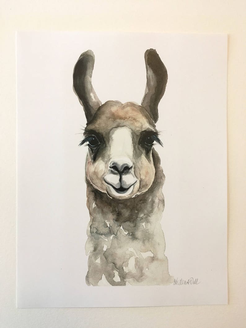 Brown Llama Watercolor PRINT image 3