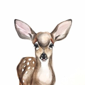 Spring Fawn, baby deer, nursery decor watercolor print