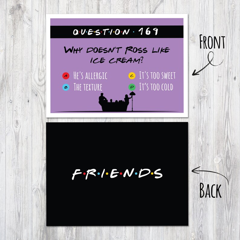 Friends TV Show Quiz Game Printable Cards With Questions.  Etsy