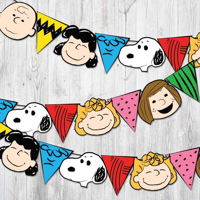 Peanuts Inspired Colorful Banner Birthday Party Decoration. Etsy