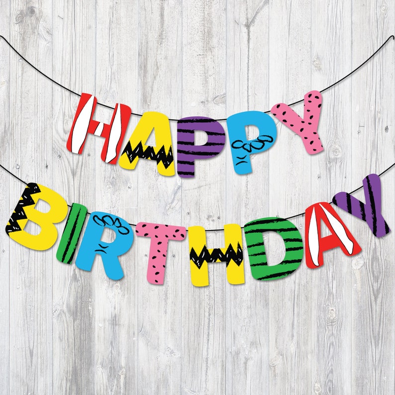 Snoopy Peanuts Happy Birthday Banner. Printable Charlie Brown Etsy