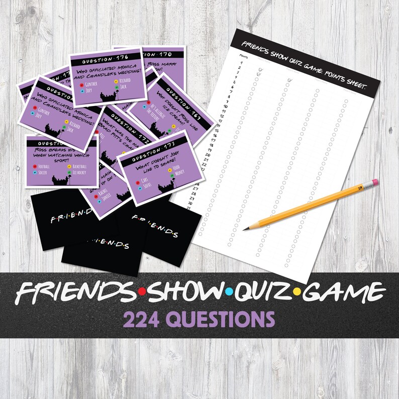 Friends TV Show Quiz Game Printable Cards With Questions. | Etsy