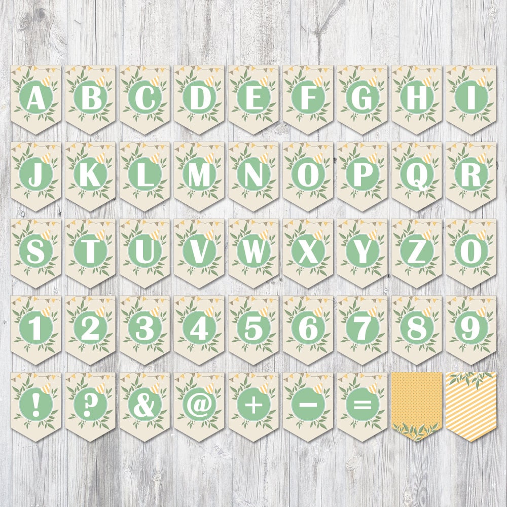 Printable Alphabet Banner Letters A To Z Numbers And Etsy