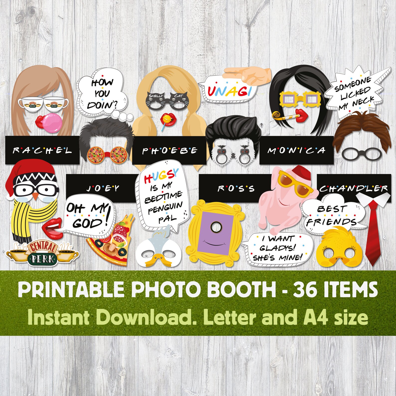 Friends Theme Photo Booth Props Printable Digital Download | Etsy