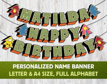 Custom Happy Birthday Gravity Falls inspired printable banner. Personalized Gravity Falls birthday decor. Instant Download.
