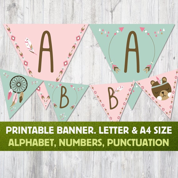 Boho Party Flags Alphabet Banner Boho Bunting Flags Baby Etsy
