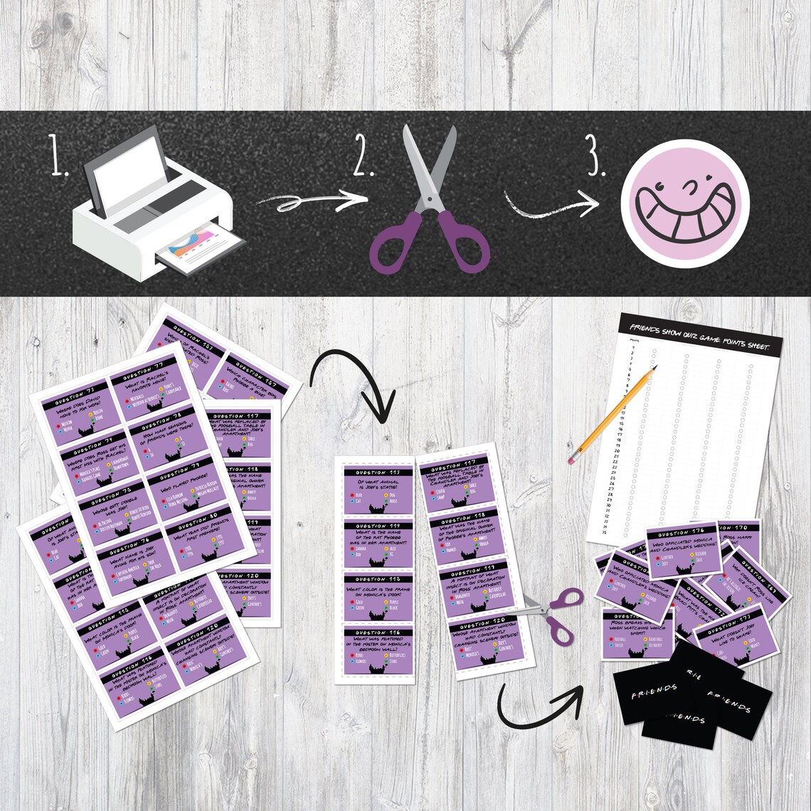Friends TV Show Quiz Game Printable Cards With Questions. Etsy