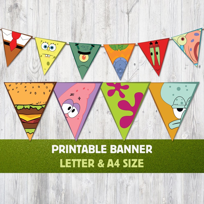 SpongeBob Inspired Banner for Party Decor Birthday SpongeBob | Etsy