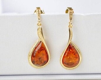 Natural Baltic Amber Dangle Earrings