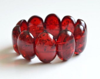 Red Amber Beaded Bracelet