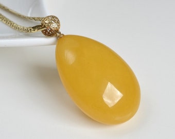 Butterscotch Baltic Amber Pendant, Gold-Plated 925 Silver Necklace, Genuine Amber Necklace