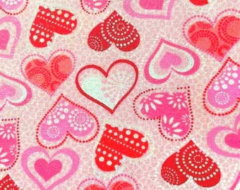 COEURS ROSE PAILLETÉS !   tissu en coton