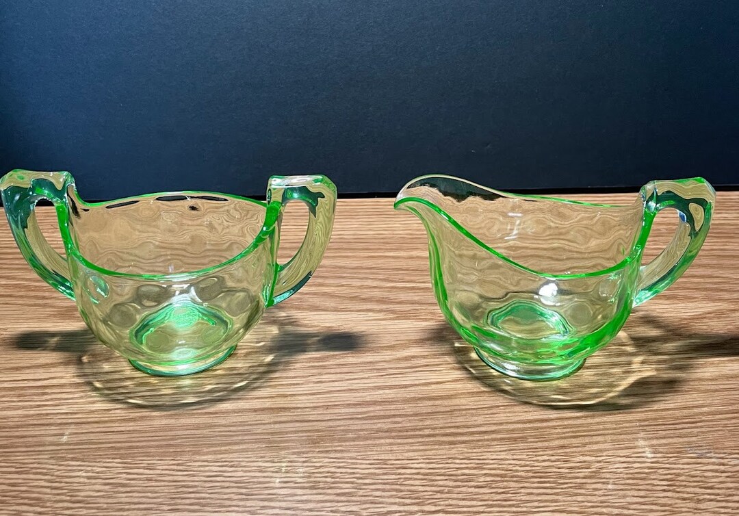Vaseline Glass Sugar and Creamer Set Etsy