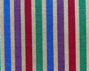 Belles rayures festives ! Or - bleu - vert - rouge - tissu 100 % coton