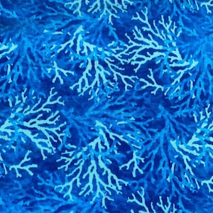 BEAUTIFUL BLUE CORAL!  100% cotton  Ocean, Sea, plants