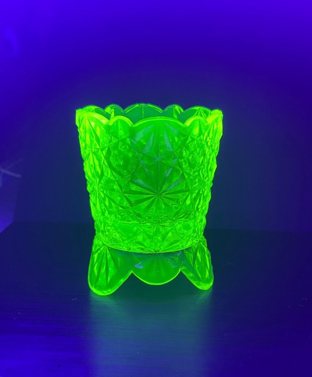 Beautiful Uranium Glass Toothpick Holder Etsy