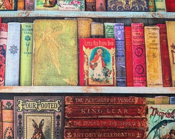 Robert KAUFMAN fabric -Fairytale Classic BOOKS on a SHELF