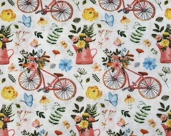Des vélos, des fleurs, l'été ! 100 % coton.