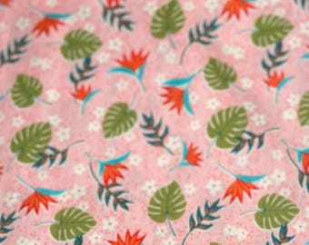 Floral print - orange, green and teal - 100% cotton
