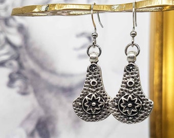 Textured tribal charms earrings, Tribal earrings, simple jewellery, dangle earrings, boho earrings, unisex earrings, everyday earrings, gift