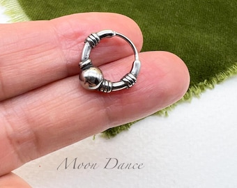 Stainless steel boho hoop earring. BALI. Unisex simple single earring. Modern festival earring for men  and woman. Small huggie hoop, fss