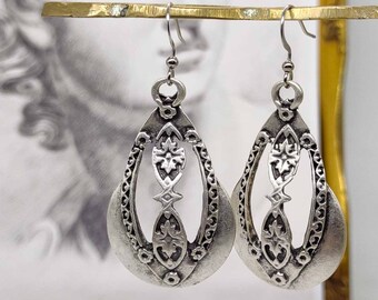 Antik Silber Tribal Ohrringe, Statement Ohrringe, Baumeln Ohrringe, Boho Ohrringe, Silber Unisex Ohrringe,Ohrringe für Frauen, Geschenk