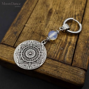 VIKING SHIELD Opalit Ohrring, Ohrring, Baumeln Tropfen Ohrringe für Männer Frau, Hippie Schmuck, Boho Tribal Ohrring, Geschenk für Sie