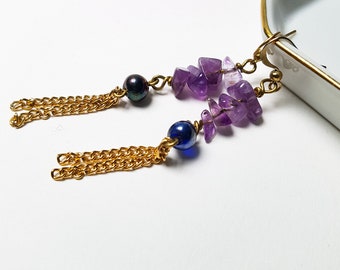 Amethyst chandelier earrings,  artisan jewelry, romantic, dangle earrings, long earrings, bohemian