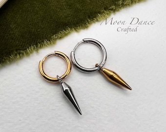 SLEEK SPIKE MIX  dangle earrings. Mens Stainless steel modern hoop earrings. Modern earrings for men and woman. Boho punk earrings