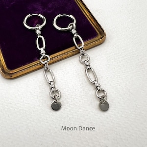 Stainless long chain hoop earrings • Modern stainless steel earrings • LONDON• Hoop earrings for men, woman • Punk • Edgy • Gift him her bff