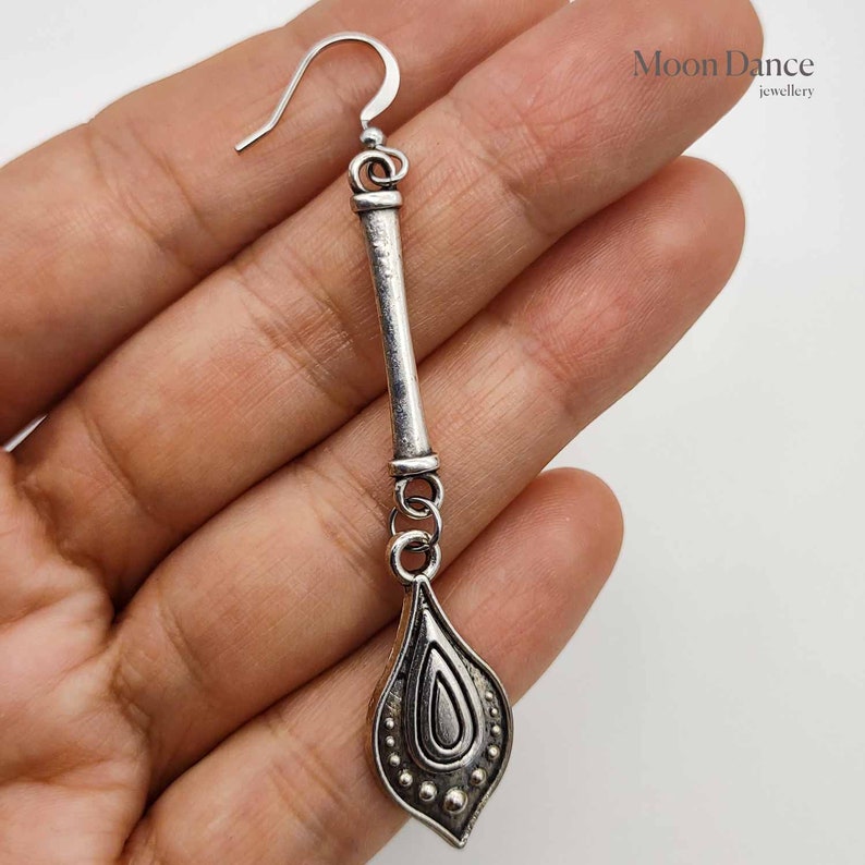 PENDULUM mono earring, alternative single earring, dangle drop earring for men woman, hippy jewellery, boho earring, gift him,silver colour image 3