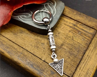 CELTIC SPIKE, Herren Creolen Ohrring, Spike Ohrring, Wikinger Ohrhänger für Männer, Hippie Schmuck, Boho Tribal Ohrring, Geschenk ihn ihr